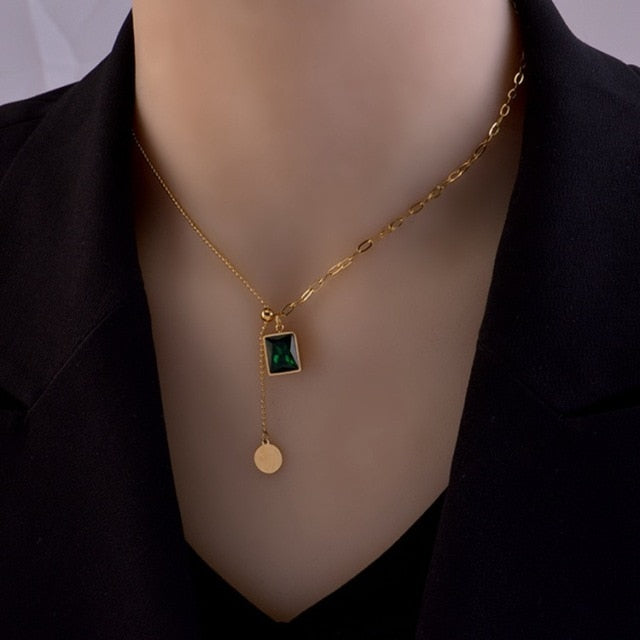 Multi Layer Chain Woman Rock Thick Chain Street Snap Necklace-Necklaces-Arimonz-turquoise gold-Arimonz