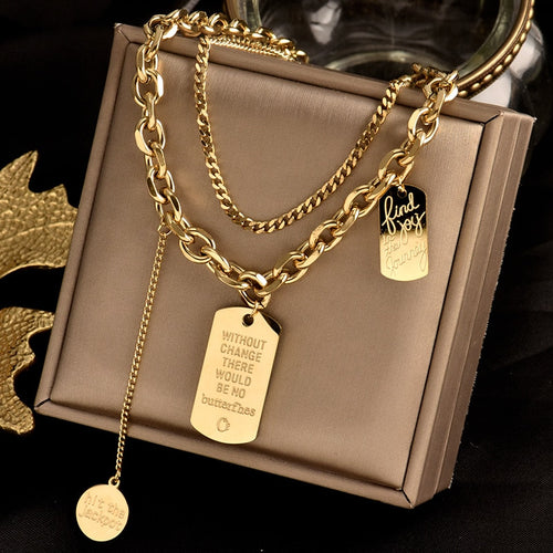 Multi Layer Chain Woman Rock Thick Chain Street Snap Necklace-Necklaces-Arimonz-Arimonz