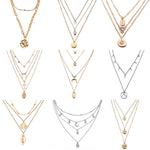 Multi Layer Crystal Moon Choker Necklace-Necklaces-Arimonz-Arimonz