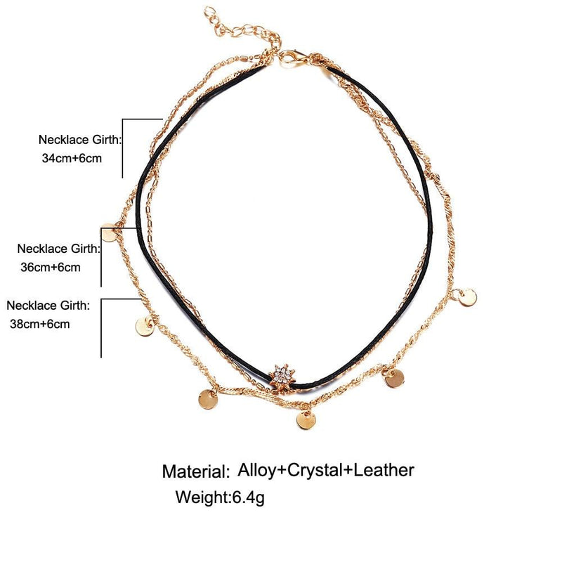 Multi Layer Crystal Moon Choker Necklace-Necklaces-Arimonz-Arimonz