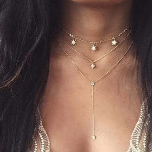 Multi Layer Crystal Moon Choker Necklace-Necklaces-Arimonz-6-Arimonz