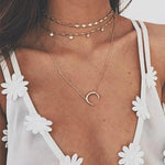 Multi Layer Crystal Moon Choker Necklace-Necklaces-Arimonz-Arimonz