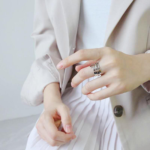 Multilayer Geometric Ring For Women Personality Jewelry Adjustable Ring-Rings-Arimonz-Arimonz
