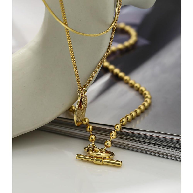 Multilayered Pendant Round Portrait Chain Necklace For Women Necklace Jewelry-Necklaces-Arimonz-Arimonz