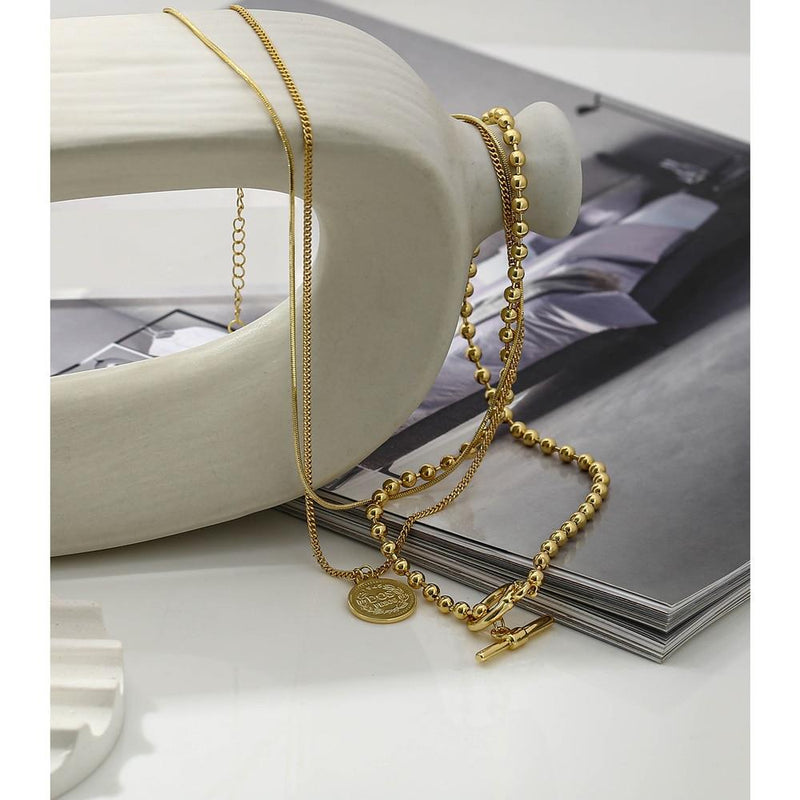 Multilayered Pendant Round Portrait Chain Necklace For Women Necklace Jewelry-Necklaces-Arimonz-Arimonz
