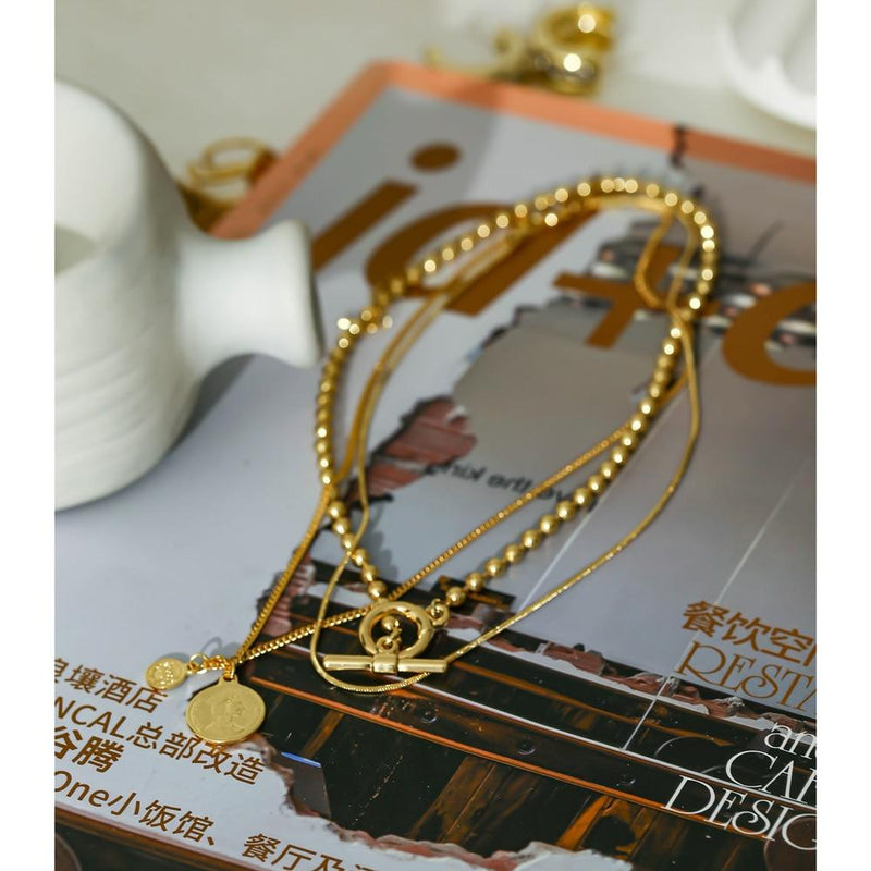 Multilayered Pendant Round Portrait Chain Necklace For Women Necklace Jewelry-Necklaces-Arimonz-Arimonz