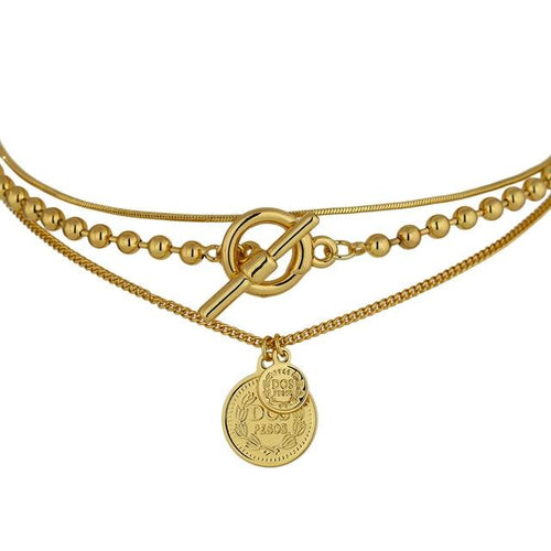 Multilayered Pendant Round Portrait Chain Necklace For Women Necklace Jewelry-Necklaces-Arimonz-Arimonz