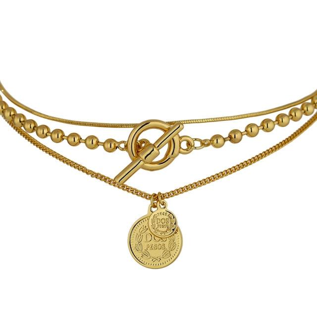 Multilayered Pendant Round Portrait Chain Necklace For Women Necklace Jewelry-Necklaces-Arimonz-Arimonz