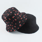Mushroom Printed Foldable Bucket Hat Beach Sun Hats Streetwear Hat-Bucket Hats-Arimonz-Arimonz