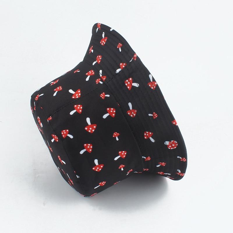 Mushroom Printed Foldable Bucket Hat Beach Sun Hats Streetwear Hat-Bucket Hats-Arimonz-Arimonz