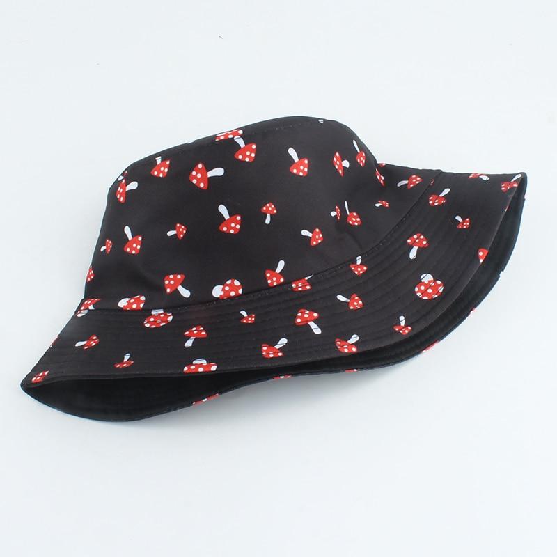 Mushroom Printed Foldable Bucket Hat Beach Sun Hats Streetwear Hat-Bucket Hats-Arimonz-Arimonz