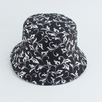 Mushroom Printed Foldable Bucket Hat Beach Sun Hats Streetwear Hat-Bucket Hats-Arimonz-black leaves-Arimonz
