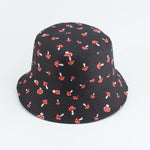 Mushroom Printed Foldable Bucket Hat Beach Sun Hats Streetwear Hat-Bucket Hats-Arimonz-mushroom black-Arimonz