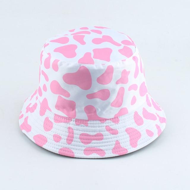 Mushroom Printed Foldable Bucket Hat Beach Sun Hats Streetwear Hat-Bucket Hats-Arimonz-pink cow-Arimonz