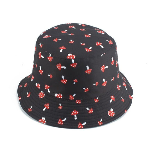 Mushroom Printed Foldable Bucket Hat Beach Sun Hats Streetwear Hat-Bucket Hats-Arimonz-Arimonz