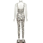 Musical Print Jumpsuit Women Halter Backless Overall One Piece Romper-Night Out Jumpsuits & Rompers-Arimonz-Arimonz