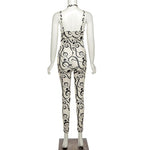 Musical Print Jumpsuit Women Halter Backless Overall One Piece Romper-Night Out Jumpsuits & Rompers-Arimonz-Arimonz