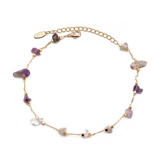 Natural Stone Anklet Leg Foot Chain Beach Ankle Bracelet for Women-Anklets-Arimonz-Violet-Arimonz
