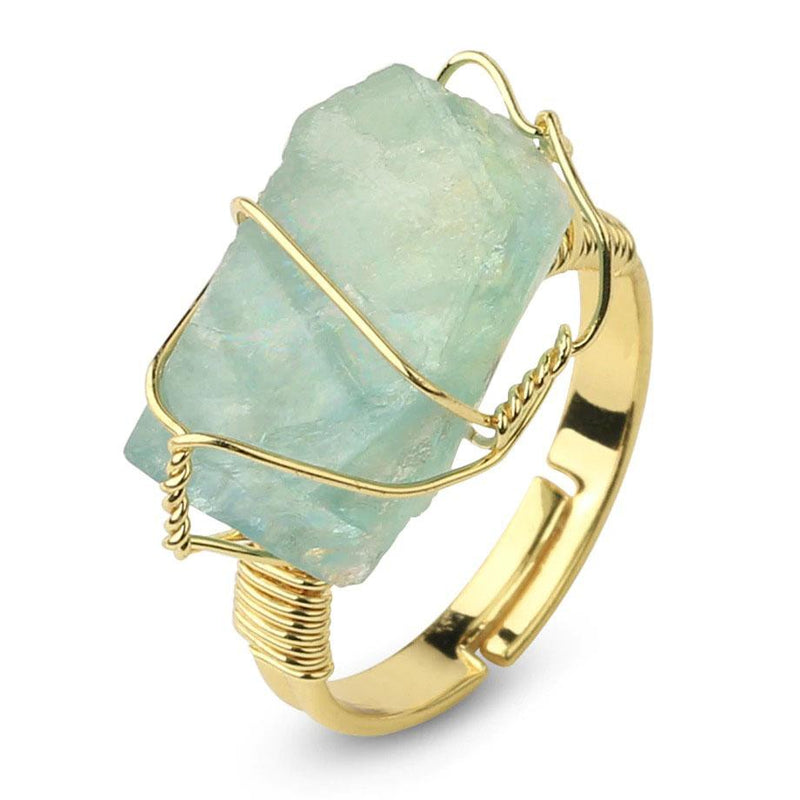Natural Stone Resizable Fashion Ring Wire Wrap Natural Stone Ring-Rings-Arimonz-Arimonz