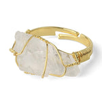 Natural Stone Resizable Fashion Ring Wire Wrap Natural Stone Ring-Rings-Arimonz-Clear Crystal-Arimonz