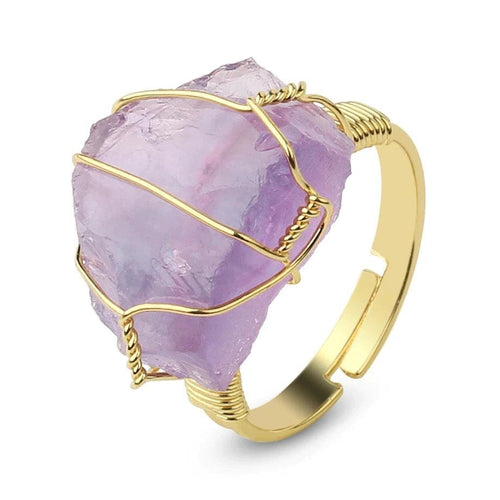 Natural Stone Resizable Fashion Ring Wire Wrap Natural Stone Ring-Rings-Arimonz-Arimonz