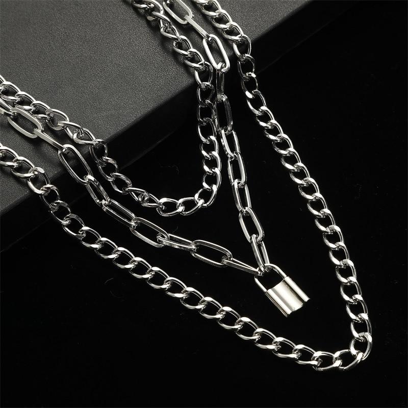 Necklaces - Fashionable Necklace Layered Chain Necklace Lock Pendant Jewelry For Women