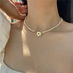 Necklaces - Flowers Metal Beads Chain Necklace For Women Simple Bead Necklace For Women