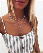 Necklaces - Multi Layer Crystal Moon Choker Necklace