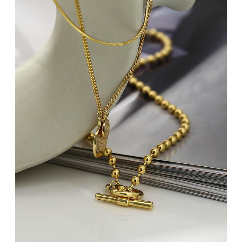 Necklaces - Multilayered Pendant Round Portrait Chain Necklace For Women Necklace Jewelry