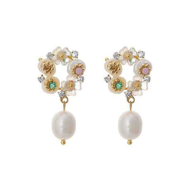 Necklaces - Pearls Dangle Drop Earrings Flower Earrings For Women