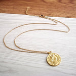 Necklaces - Vintage Carved Coin Necklace For Women Medallion Pendant Long Necklace Jewelry