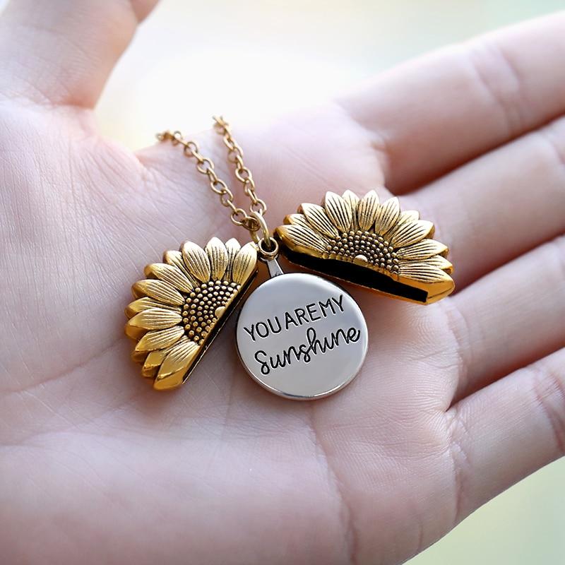 Necklaces - You Are My Sunshine Sunflower Necklace For Women Chain Pendant Necklace