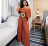Off Shoulder Jumpsuit Loose Pleated High Waist Half Sleeve Jumpsuit-Night Out Jumpsuits & Rompers-Arimonz-Arimonz