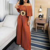 Off Shoulder Jumpsuit Loose Pleated High Waist Half Sleeve Jumpsuit-Night Out Jumpsuits & Rompers-Arimonz-M-Arimonz