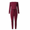 Off The Shoulder Long Sleeve Jumpsuit-Casual Jumpsuits & Rompers-Arimonz-Arimonz