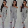 Off The Shoulder Long Sleeve Jumpsuit-Casual Jumpsuits & Rompers-Arimonz-Arimonz