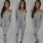 Off The Shoulder Long Sleeve Jumpsuit-Casual Jumpsuits & Rompers-Arimonz-Arimonz