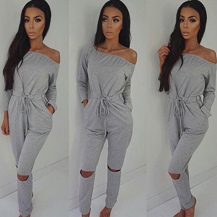 Off The Shoulder Long Sleeve Jumpsuit-Casual Jumpsuits & Rompers-Arimonz-Arimonz
