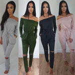 Off The Shoulder Long Sleeve Jumpsuit-Casual Jumpsuits & Rompers-Arimonz-Arimonz
