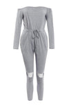 Off The Shoulder Long Sleeve Jumpsuit-Casual Jumpsuits & Rompers-Arimonz-Arimonz