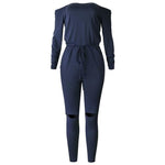 Off The Shoulder Long Sleeve Jumpsuit-Casual Jumpsuits & Rompers-Arimonz-dark blue-S-Arimonz
