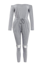 Off The Shoulder Long Sleeve Jumpsuit-Casual Jumpsuits & Rompers-Arimonz-gray-S-Arimonz
