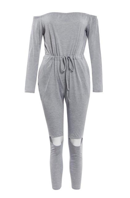 Off The Shoulder Long Sleeve Jumpsuit-Casual Jumpsuits & Rompers-Arimonz-gray-S-Arimonz
