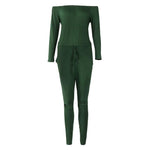 Off The Shoulder Long Sleeve Jumpsuit-Casual Jumpsuits & Rompers-Arimonz-green-S-Arimonz