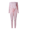 Off The Shoulder Long Sleeve Jumpsuit-Casual Jumpsuits & Rompers-Arimonz-pink-S-Arimonz