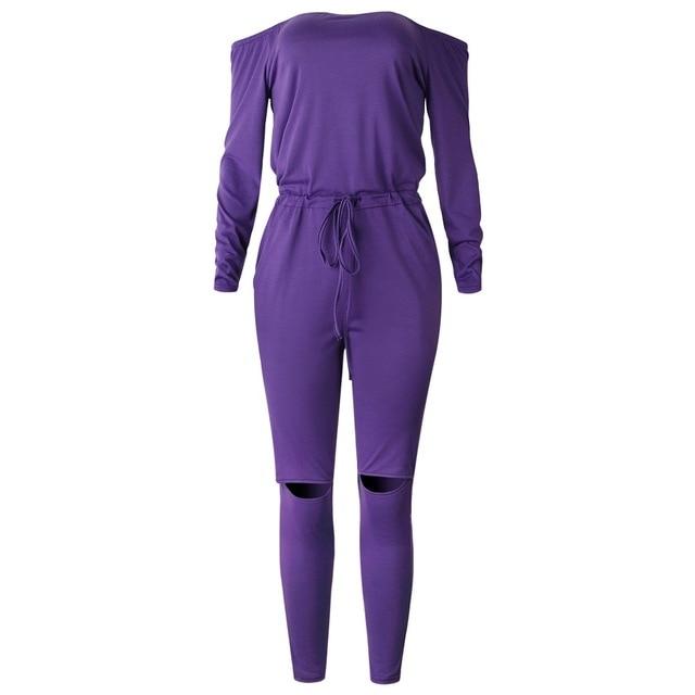 Off The Shoulder Long Sleeve Jumpsuit-Casual Jumpsuits & Rompers-Arimonz-purple-S-Arimonz