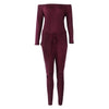 Off The Shoulder Long Sleeve Jumpsuit-Casual Jumpsuits & Rompers-Arimonz-wine red-S-Arimonz