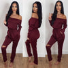 Off The Shoulder Long Sleeve Jumpsuit-Casual Jumpsuits & Rompers-Arimonz-Arimonz