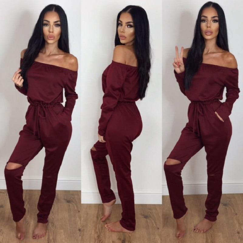 Off The Shoulder Long Sleeve Jumpsuit-Casual Jumpsuits & Rompers-Arimonz-Arimonz