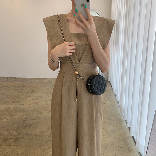 Overalls for Women Sleeveless Loose Wide Leg Pants Rompers Jumpsuits-Wear To Work Sets-Vimotia-Arimonz